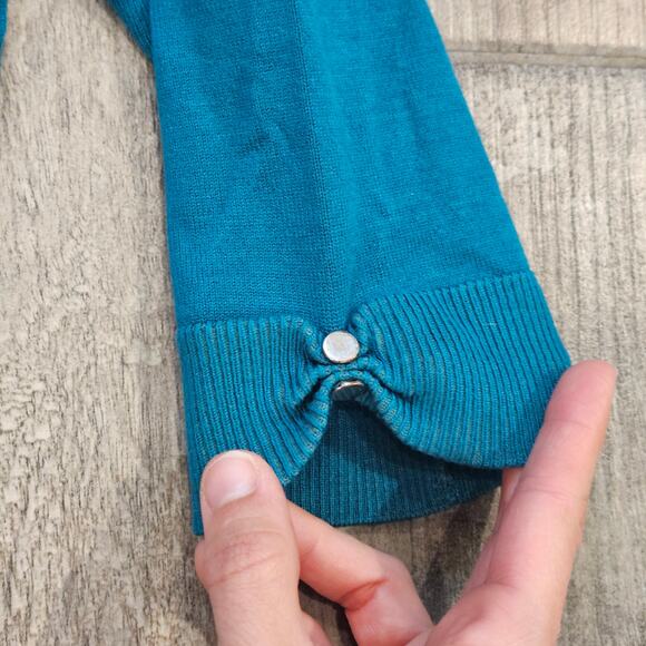 White House Black Market Cardigans Size M Lot of 3 Black Teal Button Up Sweater - Picture 3 of 14